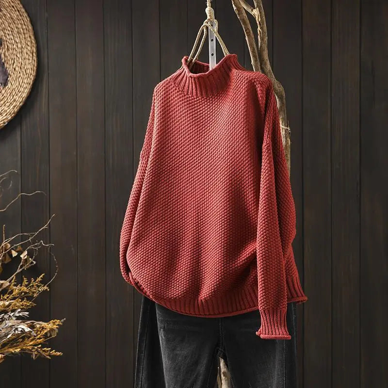 Women's Loose Mock Neck Sweater